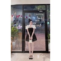 ĐẦM TAPTA PHỐI LỤA CỔ SƠ MI KHOÉT NGỰC TAY BÚP CÓ MÚT SIÊU XINH