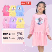 Đầm tay dài bé gái công chúa ELSA H&T váy dài tay chất thun cotton co giãn 4 chiều, mịn đẹp, cho bé từ 13-35kg-DTDBG024