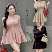 ĐẦM TAY DÀI CỔ TRÒN CÀI KHUY 💃💃