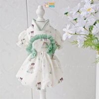 Đầm Tết Nơ Xanh Cho Chó Mèo Dễ Thương Quần Áo Tết Cho Thú Cưng Hiha Pet 2025 TTG1