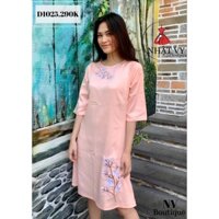 ĐẦM THÊU HOA MAI - NHATVY D1025 HONG