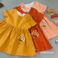 Đầm thêu linen cho bé gái mùa hè