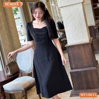 Đầm thiết kế BEMINE cổ tim dáng dài chéo ngực đính cúc phù hợp đi làm, đi dạo phố-MT10033