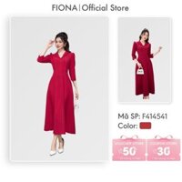 Đầm thiết kế cao cấp FIONA Đầm dáng xòe cổ hai ve thân may diễu chỉ trang trí F414541