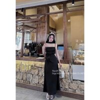 Đầm Thiết Kế Chất Liệu Tuyết Nhung Dáng Dài Đính Hoa Nhún Eo sang trọng thích hợp đi dự tiệc đi đám đi chơi hẹn hò