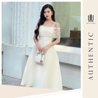Đầm thiết kế dự tiệc dáng trễ vai phối ren