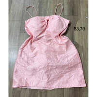 đầm thiết kế gấm hồng phối nơ trước ngực S