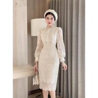 Đầm Thiết Kế Jenna Dress Chất Liệu Vải Ren Cao Cấp - Váy Ren Kem Thiết Kế Thanh Lịch Trẻ Trung - Jenna Dress,XL