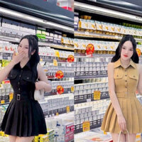 Đầm Thiết Kế Kiểu Sơ mi Cổ Bẻ, Sát Nách cotton Lạnh, Chân Váy Xếp Lý Có Lót Quần Lưng Thun, Khóa Kéo Kèm Dây Nịt