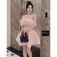 Đầm Thiết Kế MAY TuL3 Chất Liệu Tafta Phối Lông Vũ Đính Ngọc - Đầm Dự Tiệc Sang Trọng Chuẩn MAY