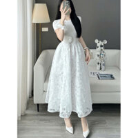 Đầm thiết kế phối ren sang trọng - NTH CLOSET - Đầm dáng dài tặng kèm tag hoa cài + dây buộc tóc cùng màu đi tiệc sự kện