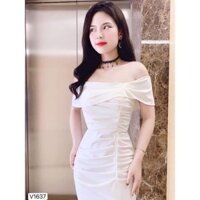 Đầm thiết kế trắng dáng ôm tay bánh bèo V1637 - Váy Đầm Dạ Hội DVC