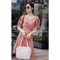 Đầm thiết kế xếp ly cổ tim chéo tay rút dây Loria DA1052