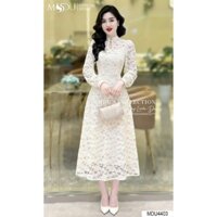 Đầm thời trang duyên dáng chất ren hai lớp sang xịn tay dài cổ tàu kiểu cách tiểu thư nhẹ nhàng sang chảnh