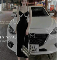 Đầm thời trang nữ đi chơi chất thun gân cổ 2 dây không tay dáng dài maxi siêu xinh