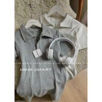 Đầm thời trang nữ mặc đi chơi chất liệu Thun gân váy liền thân cổ vest tay ngắn chít eo ôm sát