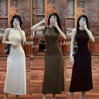 Đầm thời trang nữ mặc đi chơi chất thun gân sát nách mặc ôm body trên suông váy dưới 3 màu dễ lựa chọn đi du lịch ngày.