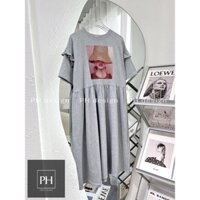 Đầm thun Babydoll in hình dễ thương form rộng mặc thoải mái