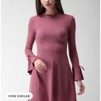 Đầm thun basic tay loe F21 vnxk đầm cổ tròn tay dài dáng xoè rũ xuất khẩu dư xịn
