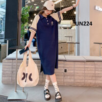 Đầm thun bầu dáng suông, váy thun da cá hai màu kem, xanh dương, váy bầu công sở, đi chơi[ĐẦM BẦU HÀN QUỐC]UN224