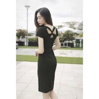 Đầm Thun Body Cổ V Xẻ Sau Ulzzang