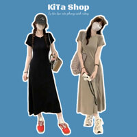 Đầm thun body KiTa Shop suông trơn free size chất liệu co giãn