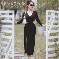 Đầm Thun Body, Xẻ Tà Dáng Dài, Khoét Eo, Cutout VietChick