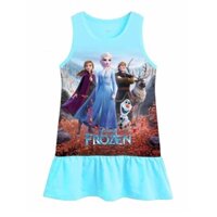 Đầm thun cotton 3d in công chúa elsa frozen 2