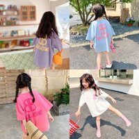 Đầm Thun Cotton Tay Ngắn Dáng Rộng Dài Phong Cách Hàn Quốc Thời Trang Mùa Hè Mới Cho Bé Gái
