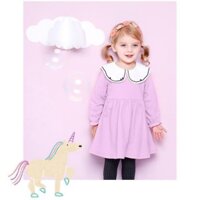 Đầm thun da cá tay dài xuất Hàn Milkmike cho bé 2-6T D196