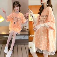 Đầm Thun Dáng Dài Rộng Họa Tiết Hoa Cúc Thời Trang Mùa Hè Phong Cách Mới Cho Mẹ Và Bé