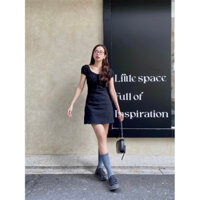 Đầm thun đen basic fit dáng - freesize dưới 55kg