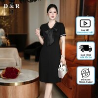 Đầm thun dự tiệc bigsize cổ nơ Quảng Châu cao cấp D&R Fashion D519