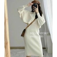 Đầm thun gân + áo