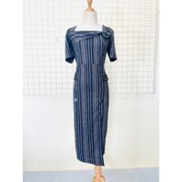 Đầm Thun Lạnh Kẻ Sọc Đi Tiệc Trẻ Trung Thanh Lịch