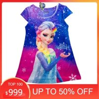Đầm Thun Lạnh Thái Cho Bé Gái Hình Công Chúa Elsa size từ 10kg - 40kg (D288)