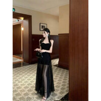 ĐẦM THUN MỸ PHỐI VOAN ĐEN ĐI SỰ KIỆN ĐI CHƠI, ĐI TIỆC, ĐI ĂN CƯỚI CỰC SLAY (CÓ DÂY VAI)