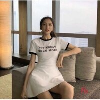 Đầm Thun Nữ YESTERDAY phối Màu Dáng Ôm Đen Trắng 2 Màu Q053