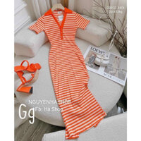 Đầm Thun Sọc Ngang có cổ