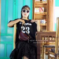 Đầm  thun suông -cổ thuyền dáng dài qua gối free size - vải cotton co giãn tốt -che mọi khuyết điểm - 50kg  đến 75kg