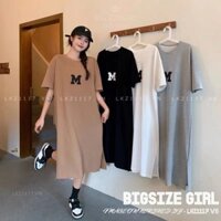 Đầm thun suông nữ Bigsize Váy Xuông bầu dáng dài tay ngắn in hình mùa hè Phong cách Hàn Quốc Thời Trang đẹp