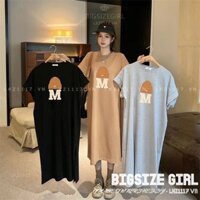 Đầm thun suông nữ Bigsize Váy Xuông bầu dáng dài tay ngắn cổ tròn in hình họa tiết hoạt hình mùa hè Phong cách Hàn Quốc Thời Trang đẹp