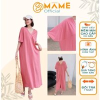 Đầm thun suông, Váy bầu công sở cổ V bigsize trẻ trung năng động vải mát mềm mịn