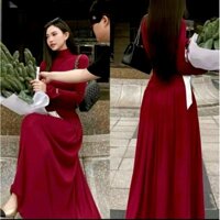 Đầm thun tăm thái tay dài cổ cao , váy maxi tay loe GL9088