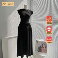 Đầm Thun Tay Con, Chất Vải Dày Dặn Meiko, Váy Đi Làm, Đi Chơi [ Có Ảnh Thật, Gói Hộp]