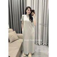 Đầm thun zip trơn dáng suông dài tay ngắn siêu thời trang