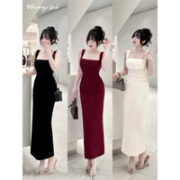 đầm tiệc 2 dây dáng dài nhún eo bigsize 40-120kg