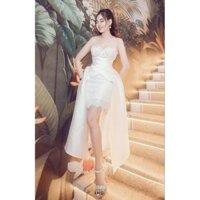 Đầm Tiệc 2 Dây Ren Phối Tafta Tà Phồng Sang Chảnh
