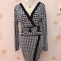 Đầm tiệc sọc đen trắng