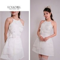 Đầm Tiệc Thiết Kế Dáng A Xếp Tầng Cài Hoa Hồng Tiểu Thư Chất Phi Ánh Mờ phối Xốp LN44